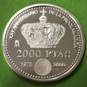 AÑO 2000. 2000 PTAS PLATA XX ANIVERSARIO DE LA PROCLAMACION. PESO 27 GR