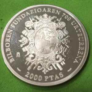 AÑO 2000. 2000 PTAS PLATA  700 ANIV FUNDACIO VILLA DE BILBAO. PESO 27 GR