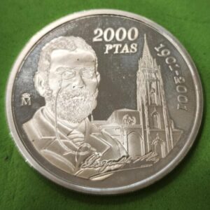 AÑO 2001. 2000 PTAS PLATA ALAS CLARIN. PESO GR