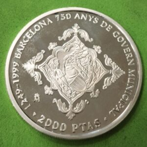 AÑO 1999. 2000 PTAS PLATA 750 GOBIERNO MUNICIPAL BARCELONA. PESO 27 GR