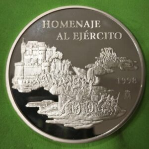 AÑO 1998. 25 ECU PLATA (925) HOMENAJE AL EJERCITO. PESO 168,75 GR