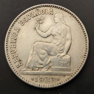 ESPAÑA.AÑO 1933. 1 PTA PLATA II REPUBLICA. PESO 4,95 GR