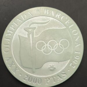 AÑO 1992.  2.000 PTAS PLATA ( 925 )  OLIMPIADA 92, LLAMA OLIMPICA. PESO 27 GR