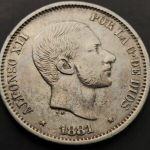 AÑO 1881. ALFONSO XII 50 CENTAVOS PLATA MANILA. PESO 12,7 GR