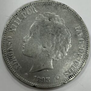 AÑO 1893. ALFONSO XIII. 5 PTAS PLATA PG V. PESO 24.5 GR