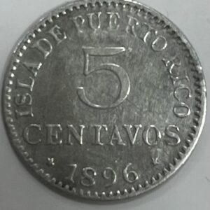 AÑO 1896. ALFONOSO XIII. 5 CENTAVOS DE PLATA.  PUERTO RICO . PESO 1,22 GR