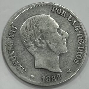 AÑO 1882 , ALFONSO XII , 10 CENTAVOS DE PLATA MANILA , PESO 2,53 GR