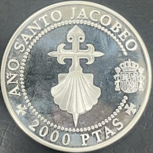 AÑO 1993. 2000 PTAS PLATA (925) . AÑO SANTO JACOBEO CRUZ DE SANTIAGO. PESO 27 GR