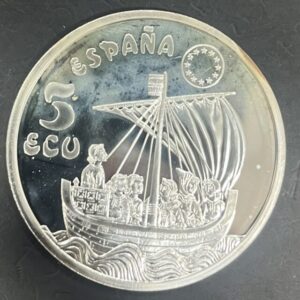 AÑO 1996.  5 ECU PLATA (925) COCA DE MATARO. PESO 33.61 GR