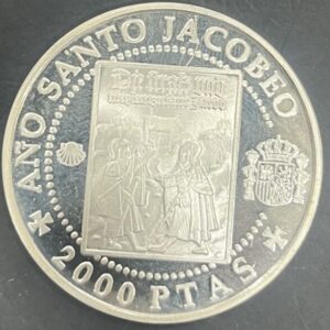 AÑO 1993.  2000 PTAS DE PLATA (925), "PEREGRINOS EN LA RUTA JACOBEA" PESO 27 GR