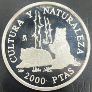 AÑO 1996. 2000 PTAS PLATA (925) CULTURA Y NATURALEZA "OSOS" PESO 27GR