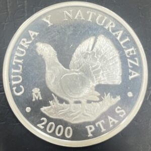 AÑO 1995.  2000 PTAS PLATA (925). "UROGALLO" . PESO 27 GR