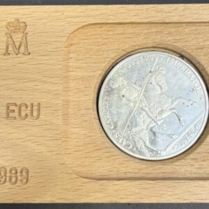 AÑO 1989 . 5 ECU PLATA (925) , "CARLOS I" , PESO 33,62 GR