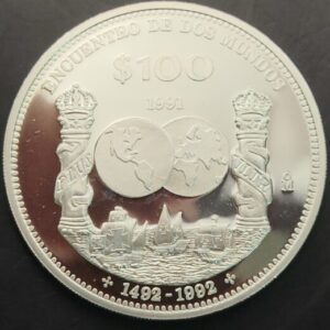 MEXICO. AÑO 1991. 100 PESOS PLATA (925) " I SERIE IBEROAMERICANA ". PESO 27 GR