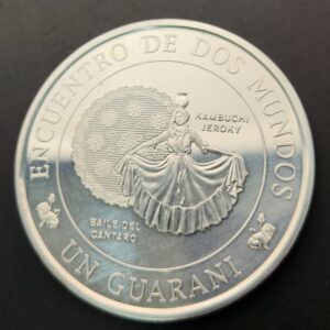 PARAGUAY. AÑO 1997. UN GUARANI PLATA ( 925 ) " III SERIE IBEROAMERINA DANZAS Y TRAJES TIPICOS. PESO 27 GR