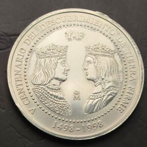 AÑO 1998. 3 EUROS PLATA (925) " V CENTENARIO DECUBRIMIENTO DE AMERICA ". PESO 20 GR
