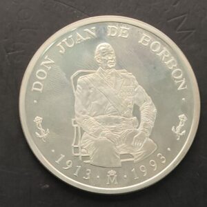AÑO 1993.  5 ECU PLATA (925) " D JUAN DE BOBON ". PESO 33 ,62 GR