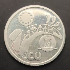 AÑO 1992.  1 ECU PLATA ( 925 ) " MADRID CAPITAL EUROPEA ". PESO 6,72 GR