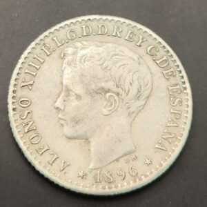 AÑO 1896. 10 CENTAVOS PLATA ALFONSO XIII PG V PUERTO RICO. PESO 2,5 GR