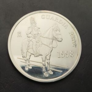 ESPAÑA AÑO 1992 , 5 EUROS PLATA (925) " GUARDIA REAL ". PESO 33,62 GR